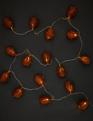 An Image of M&S 16 Wicker Outdoor Battery String Lights