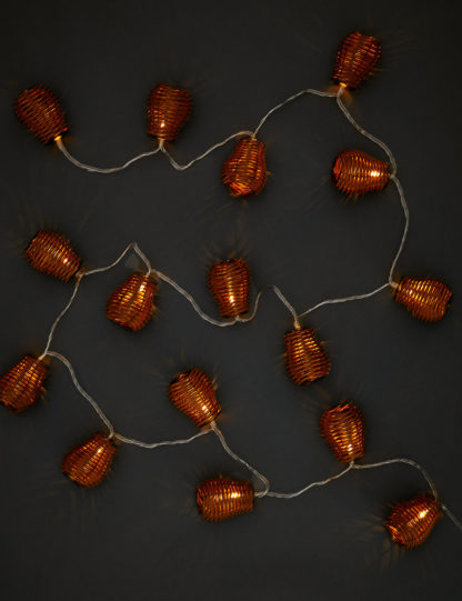 An Image of M&S 16 Wicker Outdoor Battery String Lights