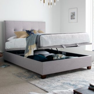 An Image of Yorkie - King Size - Ottoman Storage Bed - Light Grey - Fabric - 5ft