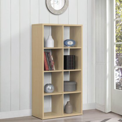 An Image of 8 Cube Beech Shelving Unit