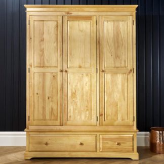 An Image of Suffolk Pine Wooden 3 Door Combination Wardrobe