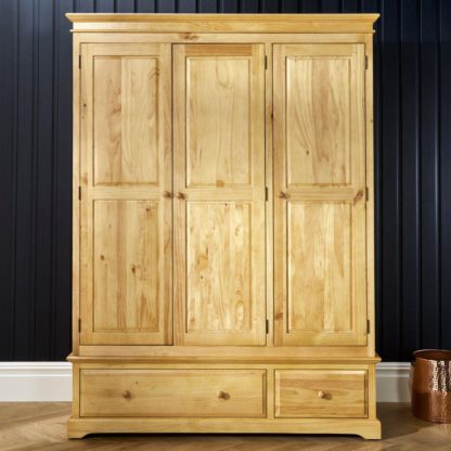 An Image of Suffolk Pine Wooden 3 Door Combination Wardrobe