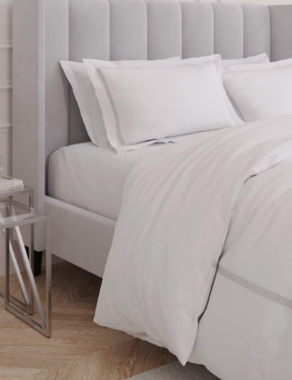 An Image of M&S Pure Cotton Diamond Embroidered Bedding Set