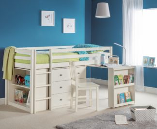An Image of Roxy - Single - Kids Mid Sleeper Bed - White - Wood - 3ft
