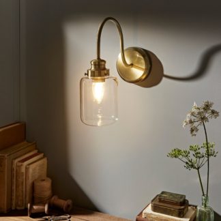 An Image of Wall Light Clear and Brass Antique Brass