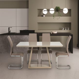An Image of Lucca Rectangular 6 Seater Dining Table Grey Glass Latte (Brown)