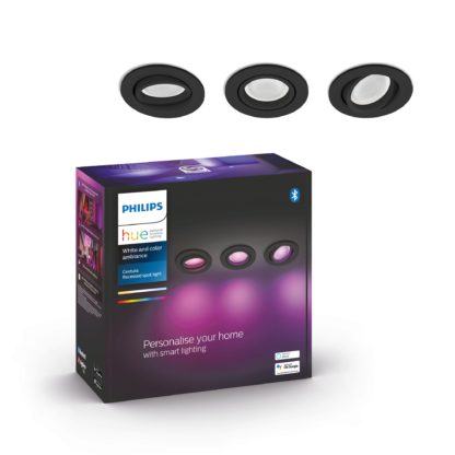 An Image of Philips HUE Set of 3 Centura Smart LED Ceiling Spotlights White