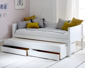 An Image of Nordic Groove White Day Bed with Guest Bed and Storage Drawers - EU Single