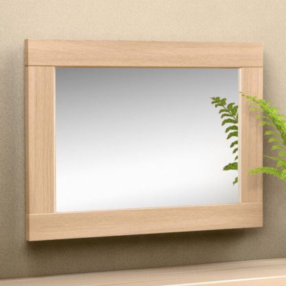 An Image of Strada Light Oak Wall Mirror - 80 cm x 60 cm