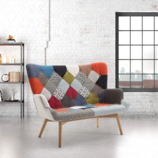An Image of Sloane Multi-Coloured Patchwork Fabric Medium Sofa