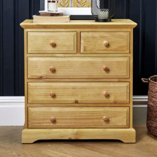 An Image of Suffolk Pine Wooden 3 + 2 Drawer Chest