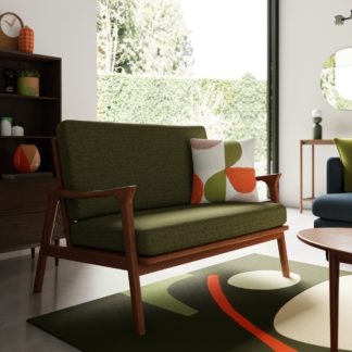 An Image of Elements Maddox Woolly Herringbone Small 2 Seater Sofa Olive Olive