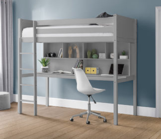 An Image of Titan - Single - High Sleeper - Desk and Storage - Light Grey - Wooden - 3ft