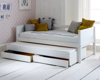 An Image of Nordic White Day Bed with Guest Bed and Storage Drawers - EU Single