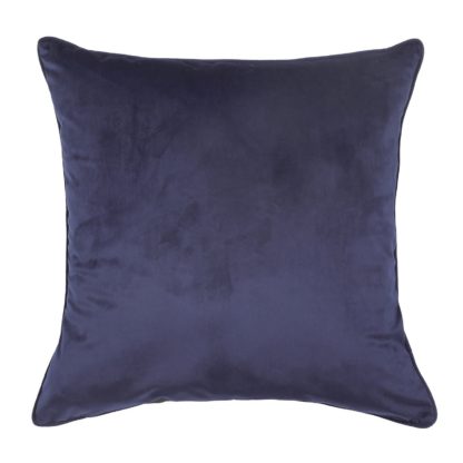 An Image of Large Plain Velvet Cushion - Midnight Navy - 58x58cm