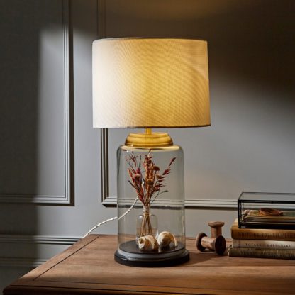 An Image of Table Lamp Clear and Brass Clear