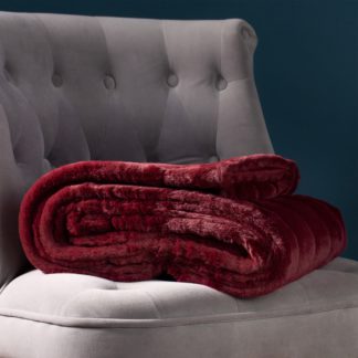 An Image of Empress Faux Fur Throw Ruby (Red)