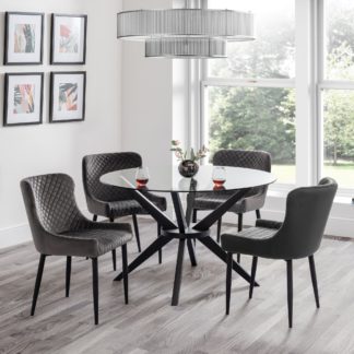 An Image of Hayden Round Glass Dining Table Black