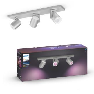 An Image of Philips HUE Argenta 3 Light Smart LED Ceiling Spotlight Bar Silver