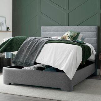 An Image of Appleby - Double - Ottoman Storage Bed - Light Grey - Fabric - 4ft6