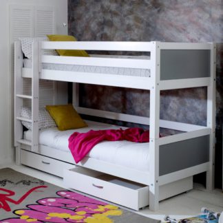 An Image of Nordic White and Grey Wooden Bunk Bed with Storage Drawers - EU Single