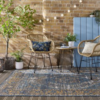 An Image of Traditional Reversible Indoor Outdoor Blue Rug MultiColoured