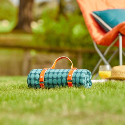 An Image of 150x130cm Picnic Rug Polka Peacock MultiColoured