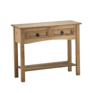 An Image of Corona Pine 2 Drawer Console Table