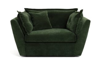 An Image of Habitat Jacques Velvet Cuddle Chair - Moss Green