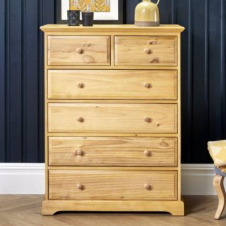 An Image of Suffolk Pine Wooden 4 + 2 Drawer Chest