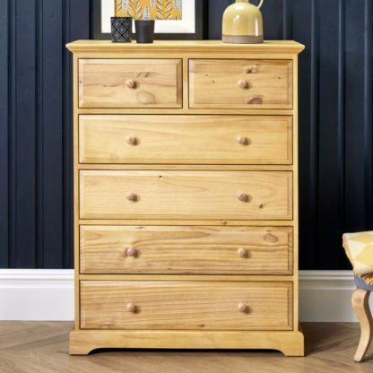 An Image of Suffolk Pine Wooden 4 + 2 Drawer Chest