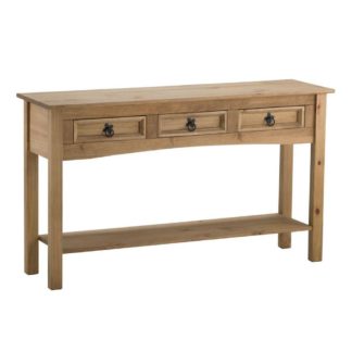 An Image of Corona Pine 3 Drawer Console Table
