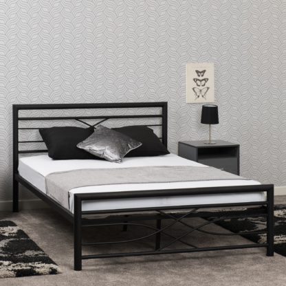 An Image of Kelly Black Metal Bed Frame Black