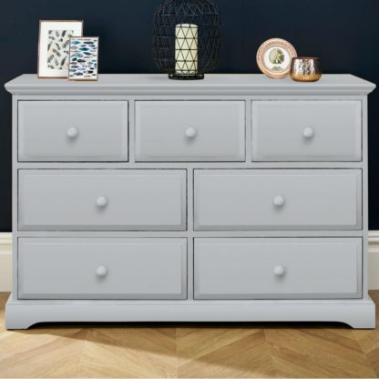 5704b992616d2e7b2a2f4251d057c6ca00aa598ee2d8ca78a4ee5ec15a8cde78.jpg An Image of Suffolk Dove Grey Wooden 4 + 3 Drawer Chest