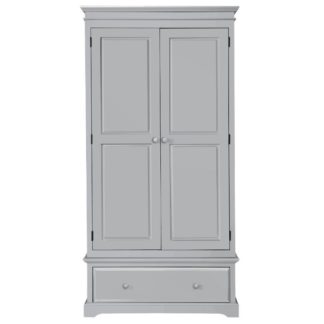 An Image of Suffolk Dove Grey Wooden 2 Door Combination Wardrobe