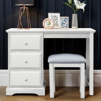An Image of Suffolk White Wooden 3 Drawer Dressing Table