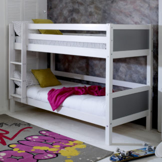An Image of Nordic White and Grey Wooden Bunk Bed - EU Single