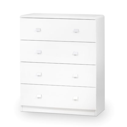 64b428cf438c29f5b65378fe51fa11f0db47b299254c348257666c249a338ba7.jpg An Image of Domino White Wooden 4 Drawer Chest