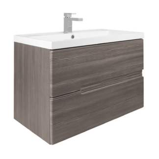 An Image of Bathstore Vermont 800mm Wall Mounted Vanity Unit - Grey Avola