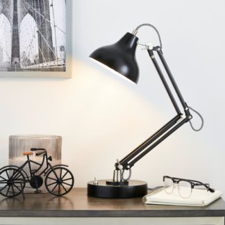 An Image of Archibald Articulated Black Desk Lamp Black