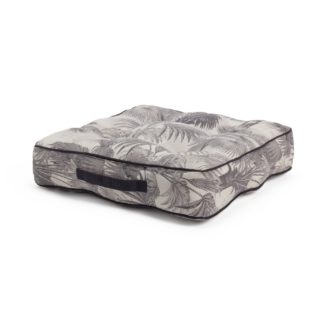 An Image of Habitat Palm Print Floor Cushion - Grey
