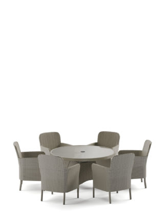 An Image of M&S Marlow Rattan 6 Seater Round Garden Table & Chairs