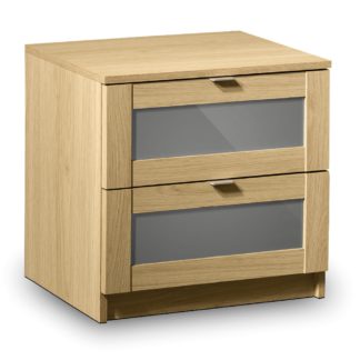 An Image of Strada Light Oak 2 Drawer Bedside Table