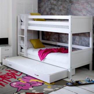 An Image of Nordic Groove White Wooden Bunk Bed with Guest Bed - EU Single