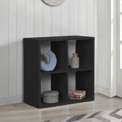 An Image of 4 Cube Black Shelving Unit