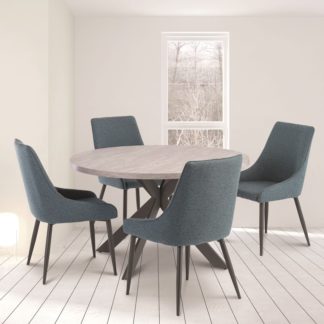 An Image of Rimini Round 4 Seater Dining Table Light Grey Light Grey