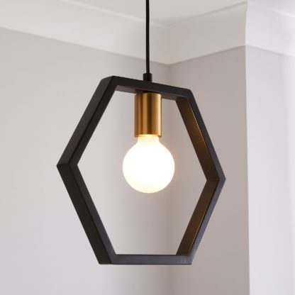 An Image of Hexa 1 Light Ceiling Fitting Black