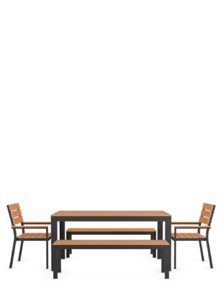 An Image of M&S Porto 6 Seater Dining Table with Benches