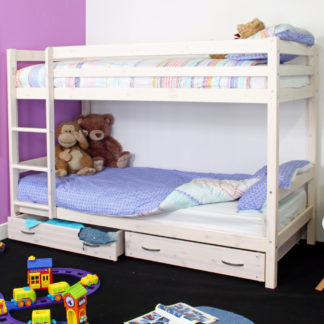 An Image of Hit White Wooden Storage Bunk Bed Frame - EU Single