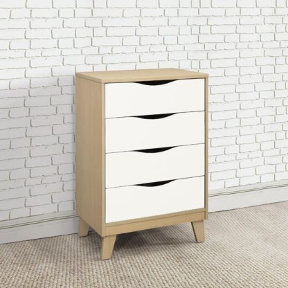 79d2a68a7a112def703cc5e6e34a2d80b3e421553bdd5c9fb1aec460af29f5bf.jpg An Image of Kingston Beech and White Wooden 4 Drawer Chest